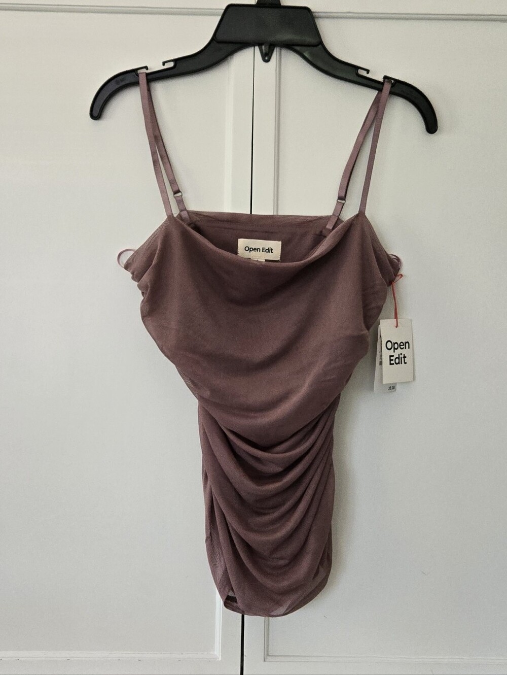 NWT Open Edit Ruched Cowl Neck Tank Top